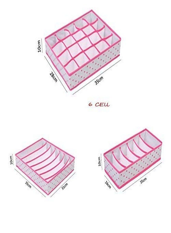 ستايليز مجموعة ستايليز المكونة من 3 فواصل أدراج قابلة للطي، صناديق تخزين، صندوق تخزين ملابس داخلية، منظمات خزانة ملابس، منظم تحت السرير للملابس والأحذية والملابس الداخلية وحمالات الصدر والجوارب (وردي منقط) - Image 2
